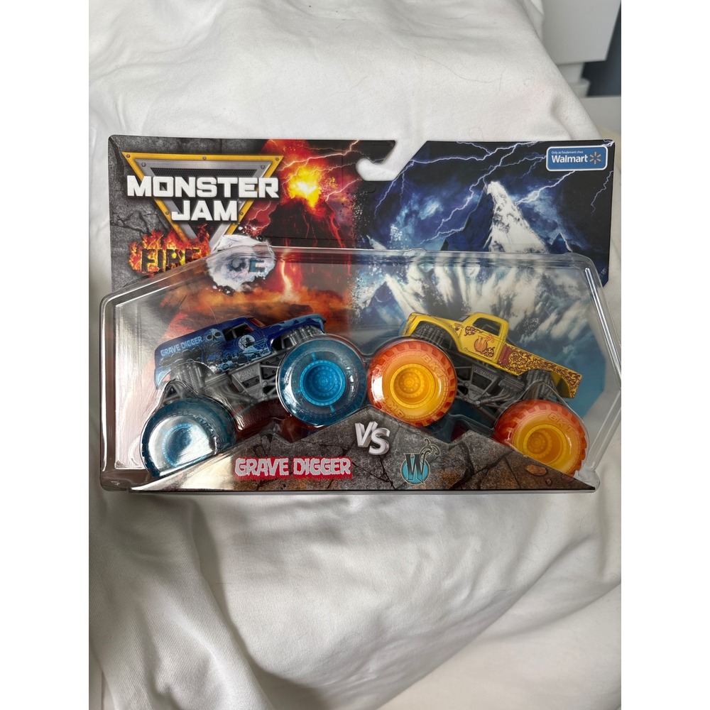 Monster Jam Fire & Ice Grave Digger vs Wildfire 1:64 Die-Cast 2-Pack Walmart New